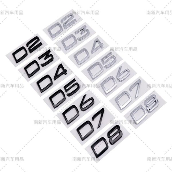 D2 D3 D4 D5 D6 D7 D8 etiket egnet til Volvo modificeret bil deplacement bageste digital engelsk D7-Sort