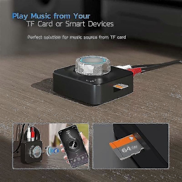Bluetooth 5.0 Audio Receiver 3D Stereo Langaton Adapteri Tf-kortti Rca 3.5mm 3.5 Aux-liitäntä Auton Johdolle
