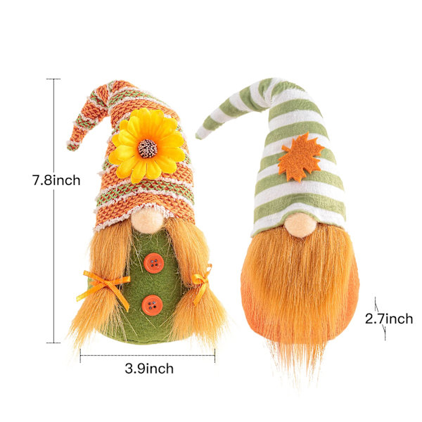 Thanksgiving Day Pehmo Gnome Decor, syntymäpäivä 2kpl, 7,9 tuumaa