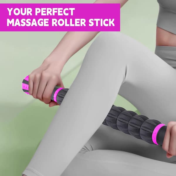Muscle Roller, Professional Quality Massage Tool for Lymphatic Drainage and Deep Tissue Therapy, Handheld Recovery System for At pink & Black