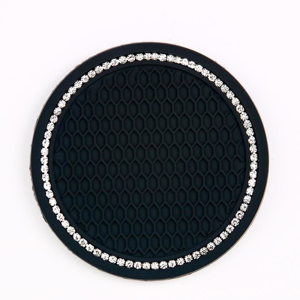 Diamond Rhinestone Car Coaster Water Cup Slot Skridsikker måtte Silica Pad Kopholder Måtte Bil Gadget Bling Bilinteriør tilbehør - Anti-slip måtte B-Black