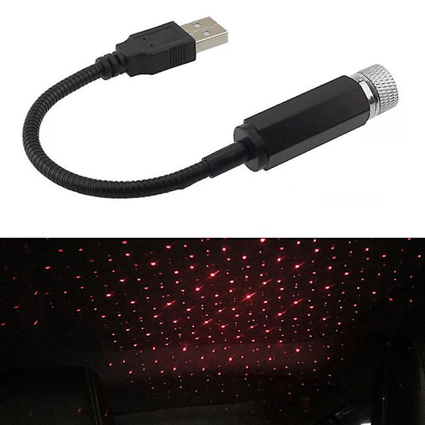 Led-auton katto tähtikirkas ilmapiiri valo USB toimiva projektorilamppu auton kattoon sisustussisustus valon autojen koristeluun tarvikkeet| | Red Star