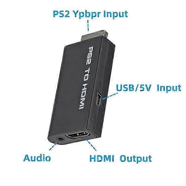 PS2 till HDMI-omvandlaradapter med 3,5 mm ljudkabel stöder PC alla PS2 480i 480p 576i visningslägen - Yvan