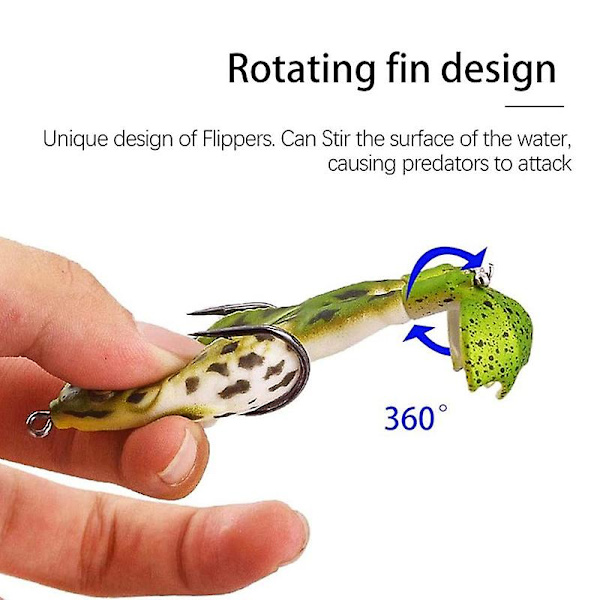 2 stk Doble Propeller Frosker Myk Agn Roterende Ben Torden Frosk Myk Fiskelokk Froskelokk green
