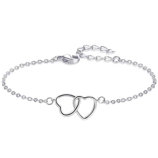 Hjertearmbånd Sølvarmbånd for kvinner Jenter sjarmarmbånd Håndlagde justerbare armbånd til gaver Valentinsdag