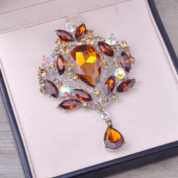 Bryllup Brude Big Crystal Rhinestone Buket Broche Sjal Pin til kvinder