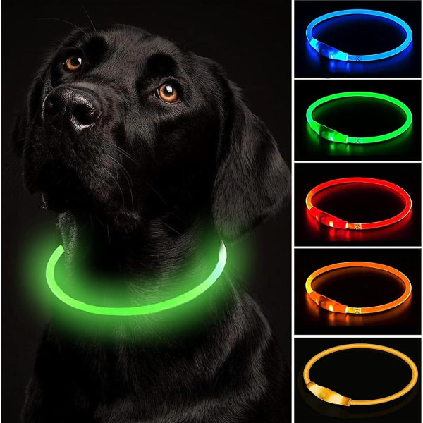 USB uppladdningsbart lysande blinkande hundhalsband Justerbar längd, skärbar vattentät blinkande halsband för hundar - 3 lägen, för små medelstora hundar (