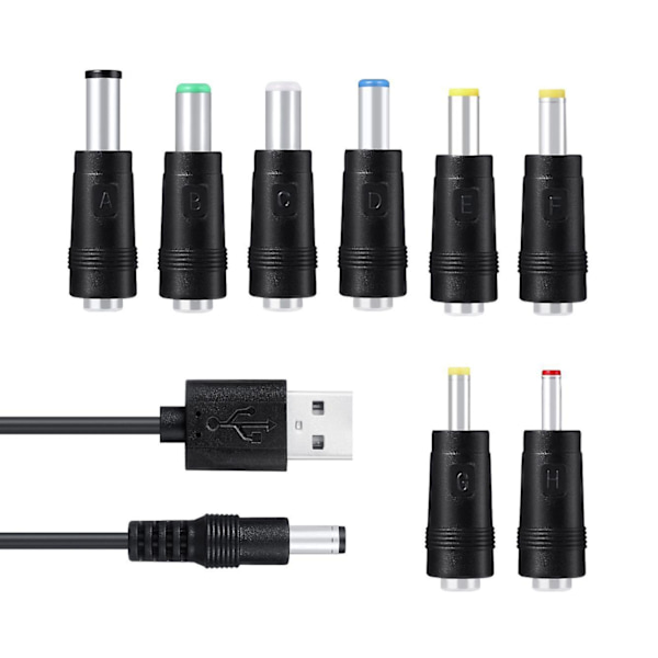 Dc 5v strømledning, universal usb til jævnstrømskabel med 9 stik Adaptere til massagestav, router, månelampe, led lys, højttaler og mere