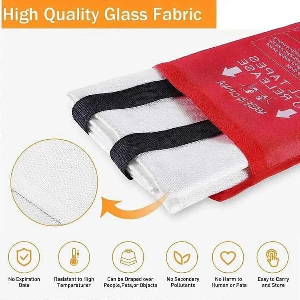 4-pack brandfilt i glasfiber för hemmet, 100 cm x 100 cm