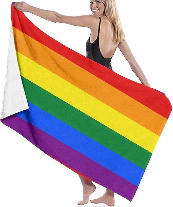 Mikrofiber badehåndklæde overdimensioneret, regnbueflag LGBT Pride kvindebadehåndklæde, stort badehåndklæde til voksne, badehåndklæde til rejser