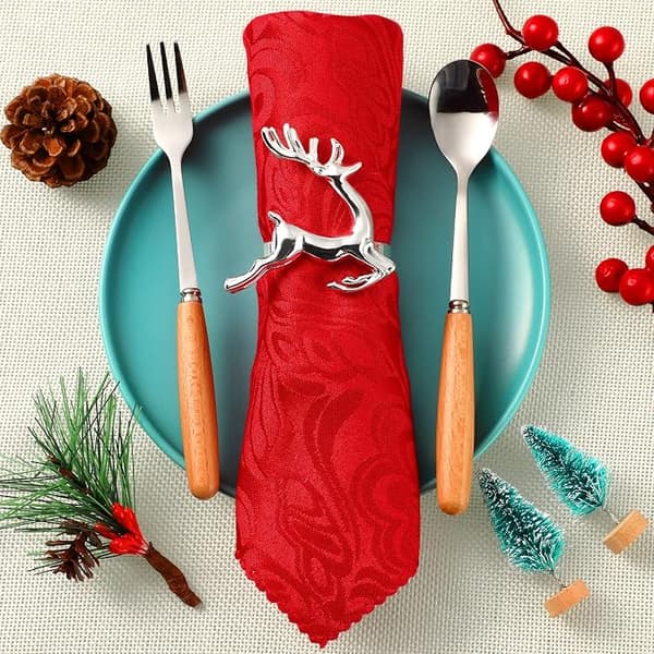 Julservettringar för Julmiddagar, Bröllopsprydnader, Borddekorationer (Silver, 18)