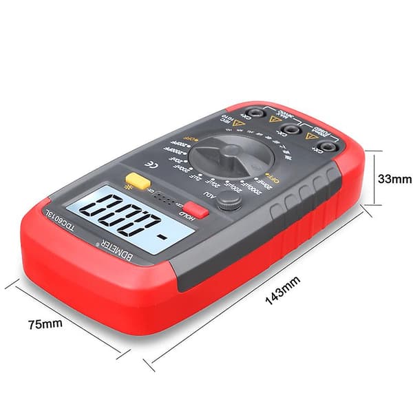 Digital Kapacitans Multimeter Kondensatortester med LCD-baggrundsbelysning og sikkerhedsetui