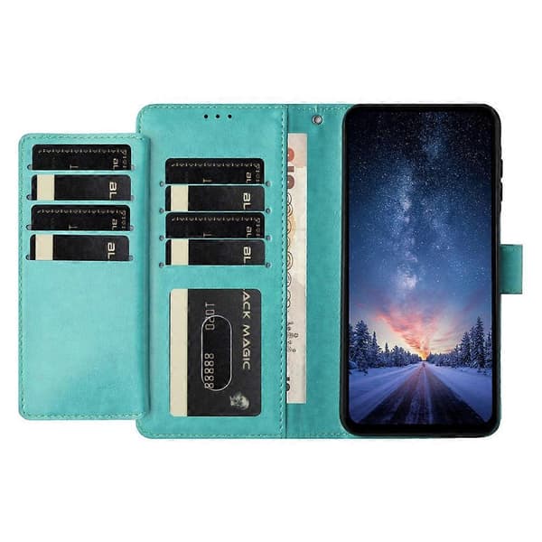 Kompatibelt plånboksfodral för iPhone 17 med stativ, PU-läder, folio-flipfodral med 8 kortfack Green