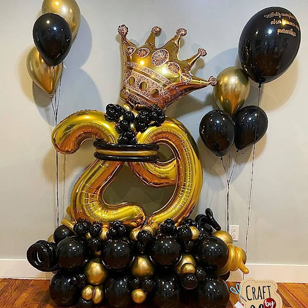 Digitala heliumfolieballonger för födelsedagsfest i guld (nummer 4, guld)