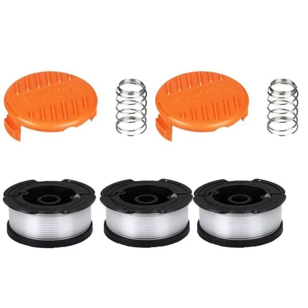 Black & Decker trimmerspole, 0,2 cm trimmerspole (3 trimmertråder, 2 deksler, 2 fjærer) Black