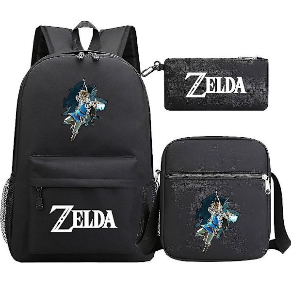 Kingdom Of Zelda Tears" print Skolväska för tonårsstudenter 3-delad axeldräkt för män och kvinnor Ryggsäckskit 1