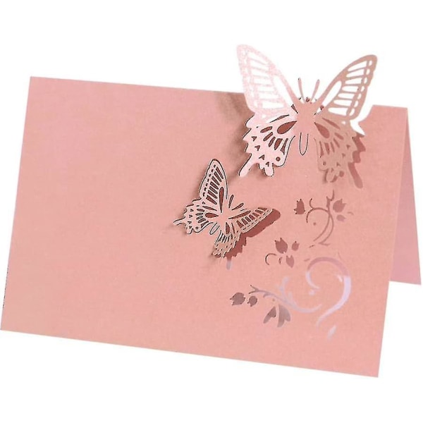 Pakke med 50 bordkort navnekort for bryllupssommerfugl bordkort til bryllup bursdagskonfirmasjon hvit pink