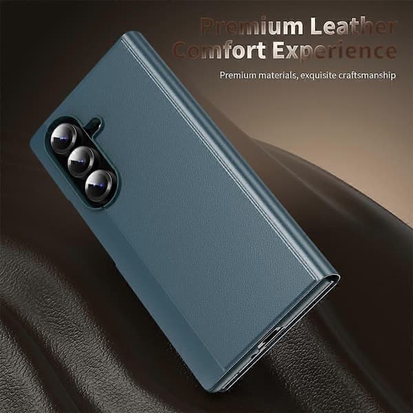 Kompatibelt etui til Samsung Galaxy Z Fold7 5G Smart View Window lædercover Green