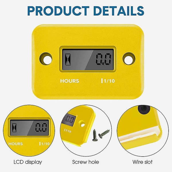 Motorcykel Motor Tæller Timetæller Vandtæt Digital Timetæller Lcd Display Bærbar Motor Måler Timetæller Moto Tilbehør| | Orange