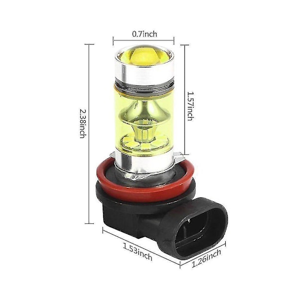 2kpl/ set H11 Led 12v H8 100w Autovalo Power sumuvalo 2835 auton keltainen ajopolttimo universal