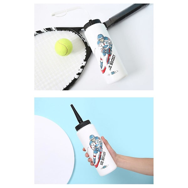 1000 ml ishockeyvattenflaska Bärbar fotbollsflaska med hög kapacitet Klassisk design Sportflaska A White