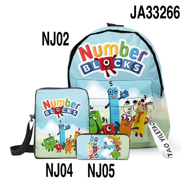 3d Game Number Blocks Skolesekk Ryggsekk Numberblocks Primær ungdomsskoleelever Gutter Jenter Oxford Vanntett skolesekk 7