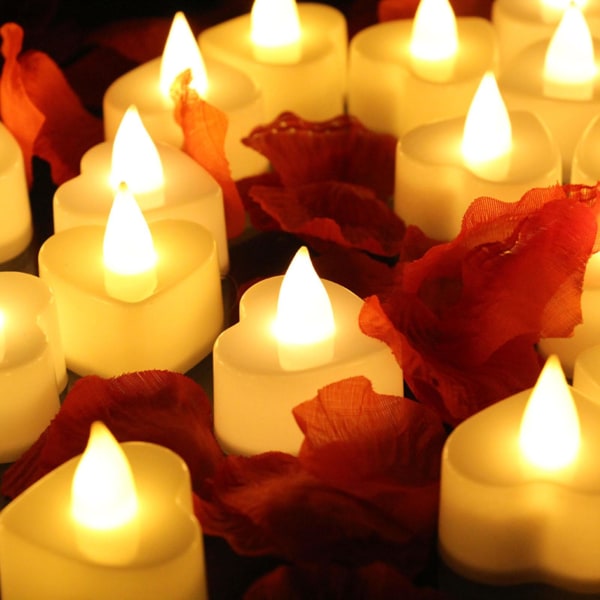 Sydämenmuotoinen Led-kynttilänvalo Simuloitu kynttilä Luonnonvalo Kodinsisustus sopii hääpihapuutarhaan Warm White Light