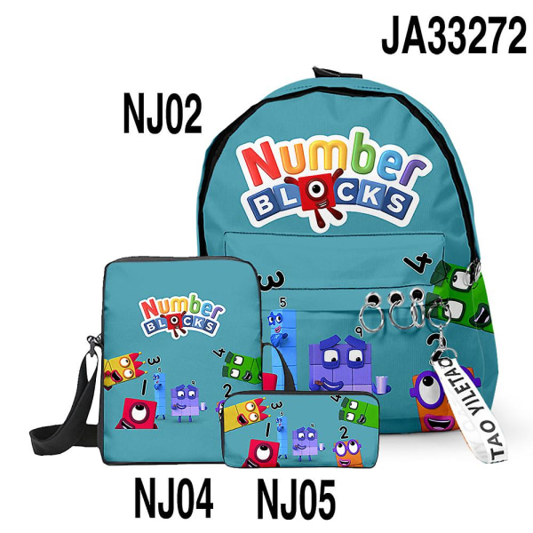 3d Game Number Blocks Skolesekk Ryggsekk Numberblocks Primær ungdomsskoleelever Gutter Jenter Oxford Vanntett skolesekk 13