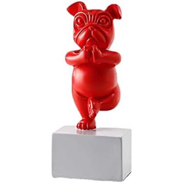 Harpiks Yoga Fransk Bulldog Statue Harpiks Hundefigurer Nordiske Kreative Tegneseriedyr Skulptur Barnerom Dekor Håndverk (rød)