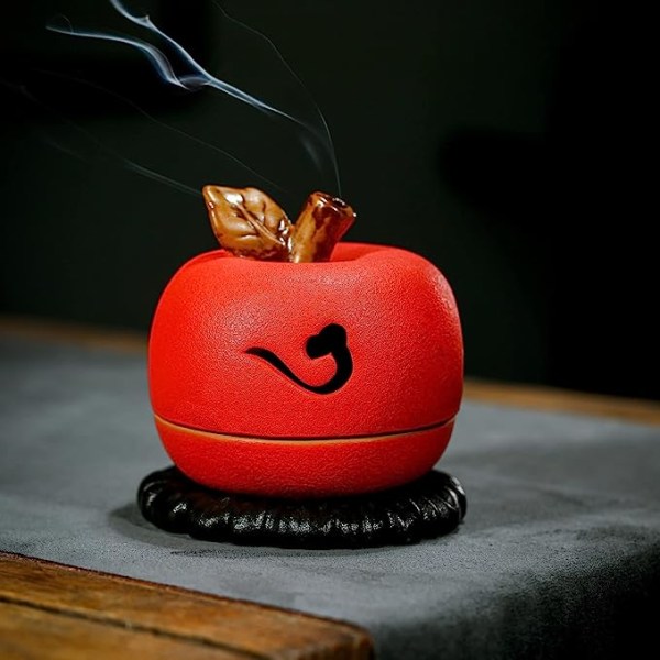 Apple Shape Keramisk Røgelse Brænder Holder, Sæt til kontor Yoga, Meditation, Afslapning, Stue, Hjem Dekoration.