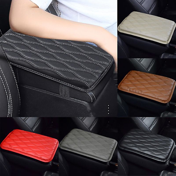Universal Pu Läder Bil Armstöd Pad Auto Bil Armstöd Förvaringsbox Mats Dammtät Cover Vattentät Armstödsskydd| | Red