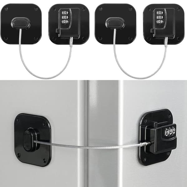2-pack Refrigerator Lock - Combination Lock for Refrigerator, Black black