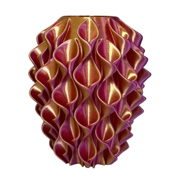 3D-printad blomvas röd guld geometrisk heminredning