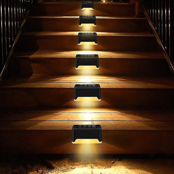 Solcellelampe for utendørs 8 stk LED-dekklys Trinnlampe Solcellelys