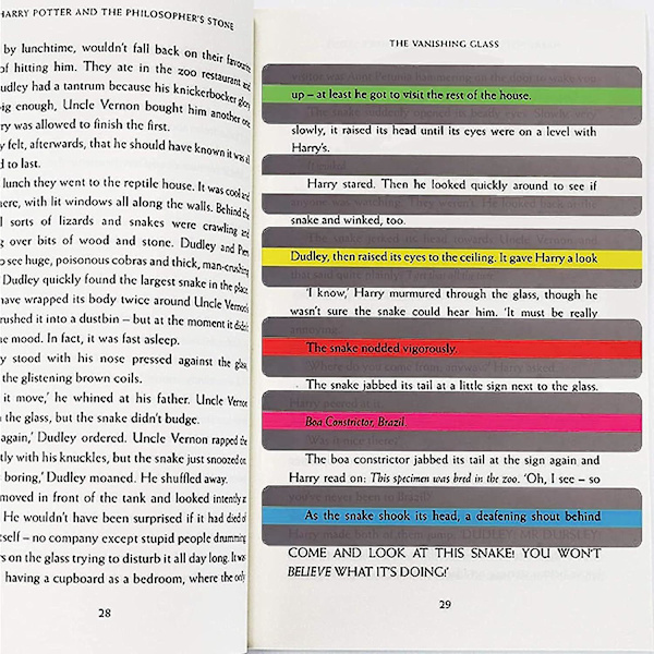 16 stk Dysleksi-guidet læsestrimmel, farvet højlys-læselineal, sporingslineal til at guide begyndere/studerende læsere til at læse selvstændigt