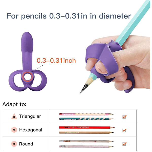 Lyijykynäkahvat lapsille Käsinkirjoitus Ergonomiset 5-sormeiset lyijykynäkahvat Asennonkorjaavat kirjoitusapukahvat