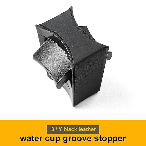 Til Tesla Model 3 Model Y 2022 Center Console Vandkopholder Model3y Interiør Anti-spild og Anti-shake Kopholder - Drikkeholdere Black Leather