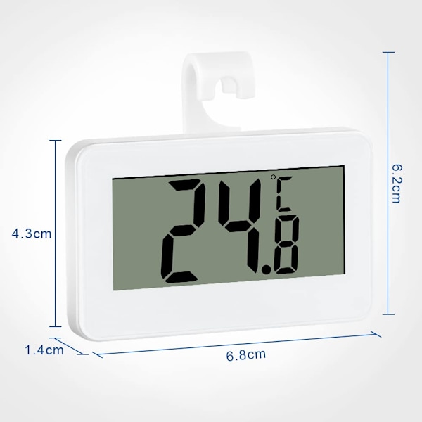 Kyltermometer Digital, Kylskåpstermometer, LCD Digital Vattentät Kylfrystermometer med stativ (Vit)