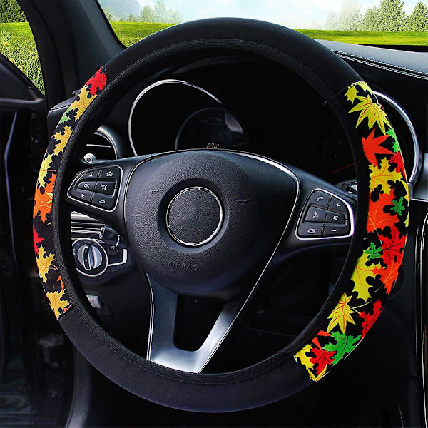 38cm Elastisk cover Etnisk stil Print Anti-halk bilstyling Cover Bilinredningstillbehör - Styrkåpor C