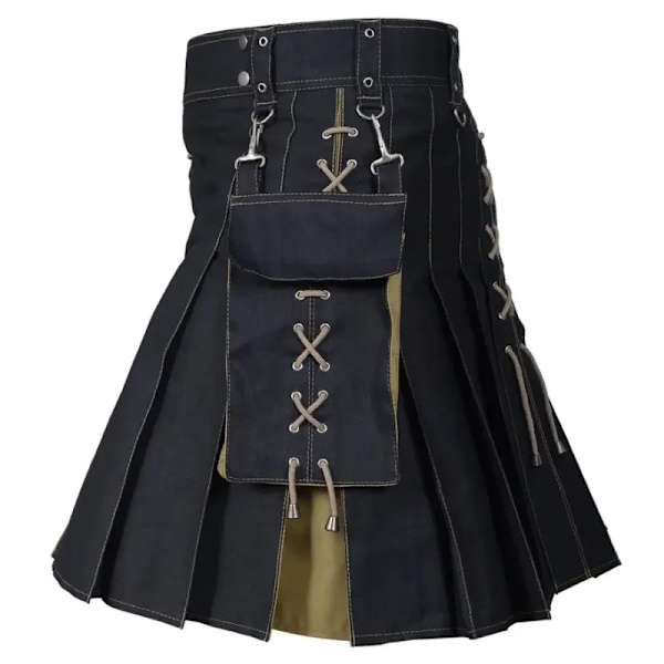 Herrakiltti Utility Scottish Traditional Highland Solid Plisserat Spänne Kostym Kilt Taskuilla Punainen Red XXL