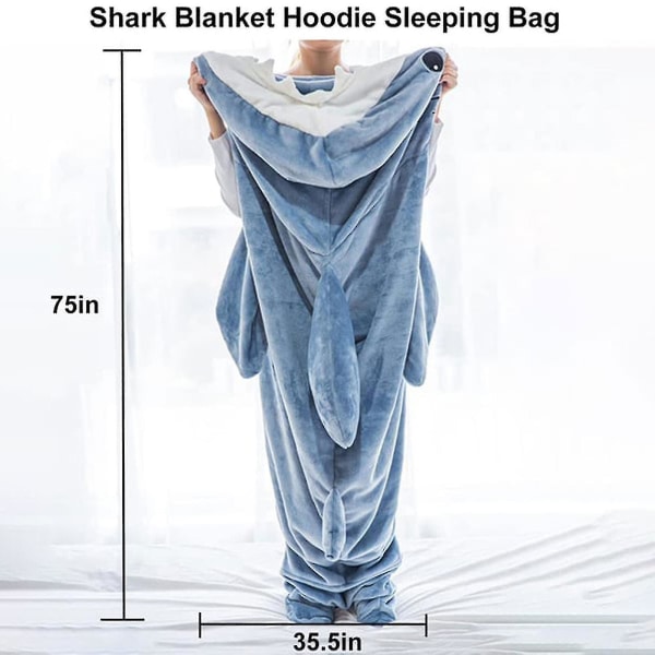 Super Soft Shark Blanket hættetrøje til voksne, Shark Blanket Cozy Flannel hættetrøje-sswyv S