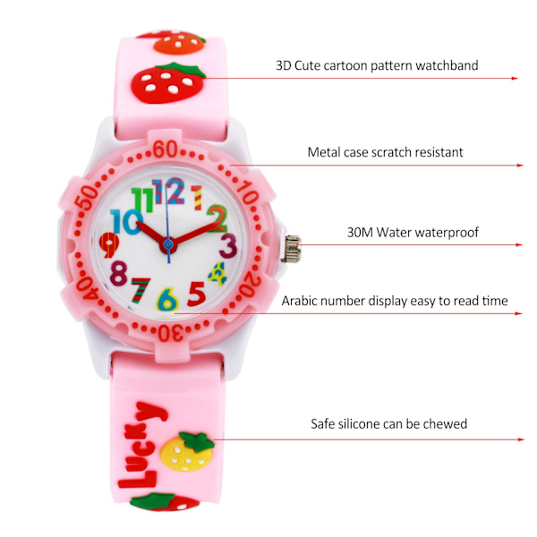Watch Vattentät 3D Söt Tecknad Rund Urtavla Silikonrem Quartz Watch