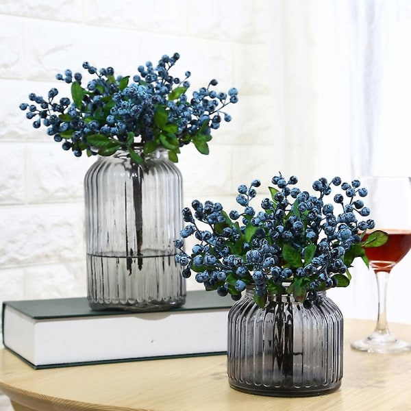Naturtrogna konstgjorda växter Faux Berry Fake Branch Simulation Blueberry Home Hotel Cafe Decor Prop Jikaix Green