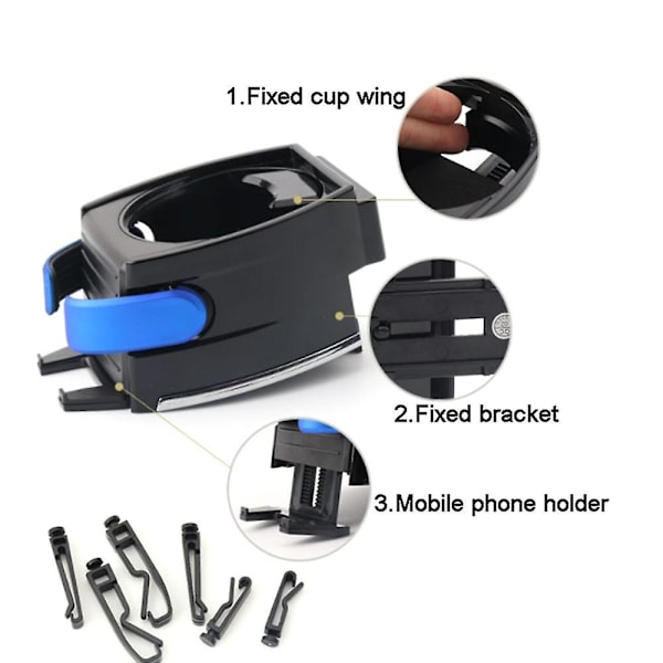 Monitoiminen 2 in 1 -automukin pidike Poistoilmaventtiili Vesi juomapullon telineteline Navigointi GPS-telinekiinnitys auton sisustukseen - juomatelineet only cup holder