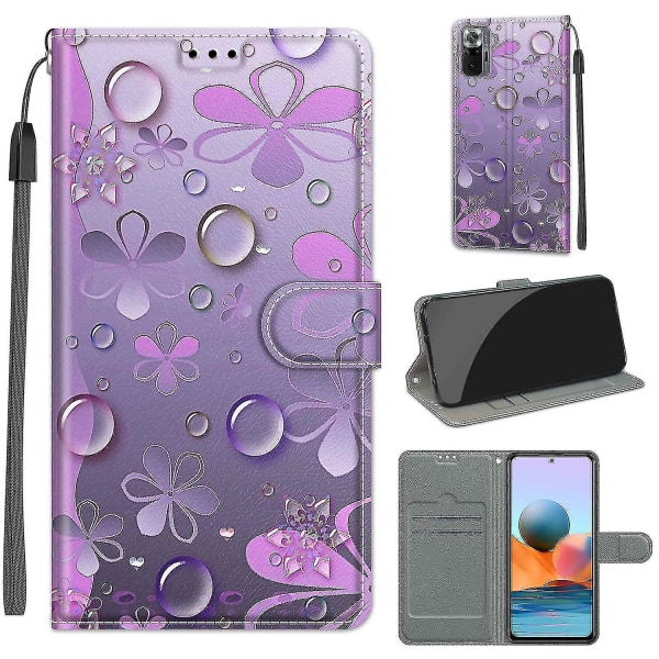 Kompatibel med Xiaomi Redmi Note 10 Pro Purple Petals mobiltaske