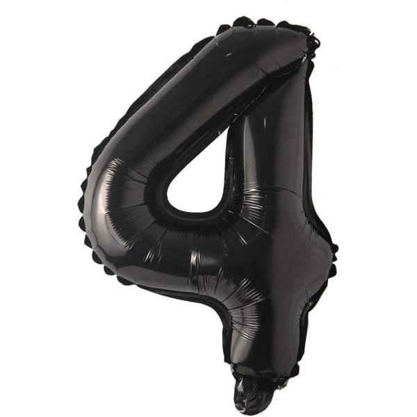 40,64 cm Enkel svart alfanumerisk ballong Aluminium hengende folieballong Bryllupsbursdagsfest Dekorativt banner Air Mylar ballong (40,64 cm svart 4)