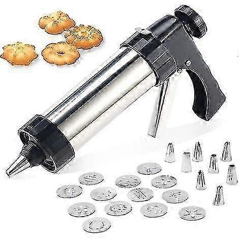 Stainless Steel Cookie Press with 13 Cookie Discs and 8 Nozzles - BPA-Free Baking Tool