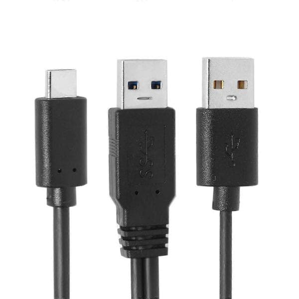 CY UC-125 USB Type-C til USB 3.0 Han & USB 2.0 Dobbelt Strøm Data Y-kabel til Bærbar & Harddisk