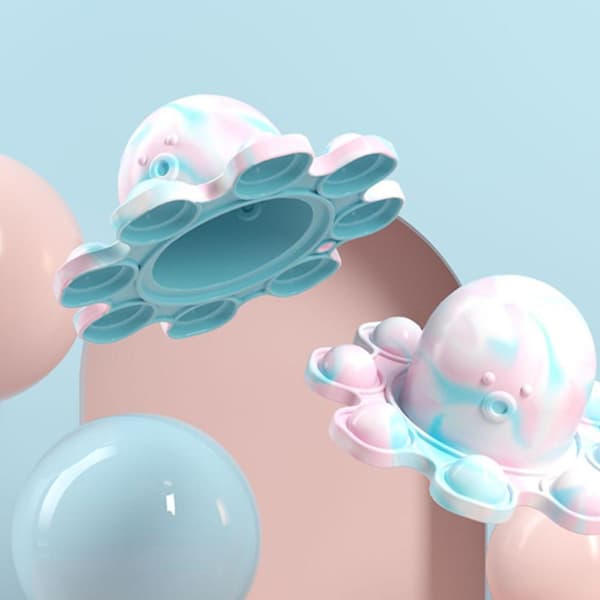Push Pop Bubble It Vendbar Bleksprut Dukke Fidget Sensorisk Stressavlastende Leke Light Blue