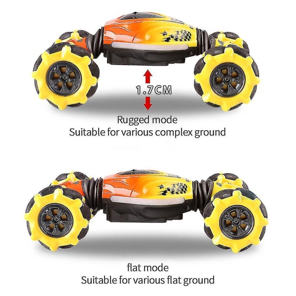 360 4wd Stuntbil Rc Håndbevegelsesføling Terrengfjernkontroll Offroadlekebil med musikklys Barn Gift_ll Yellow